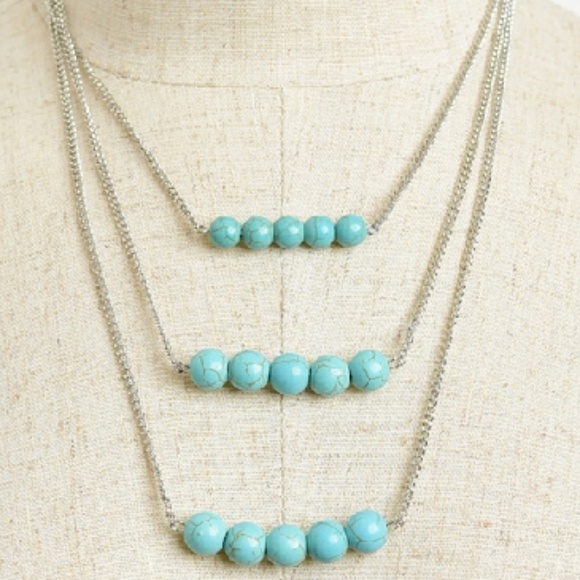 NWT Stone Multi Strand Layered Necklace - Picture 2 of 2